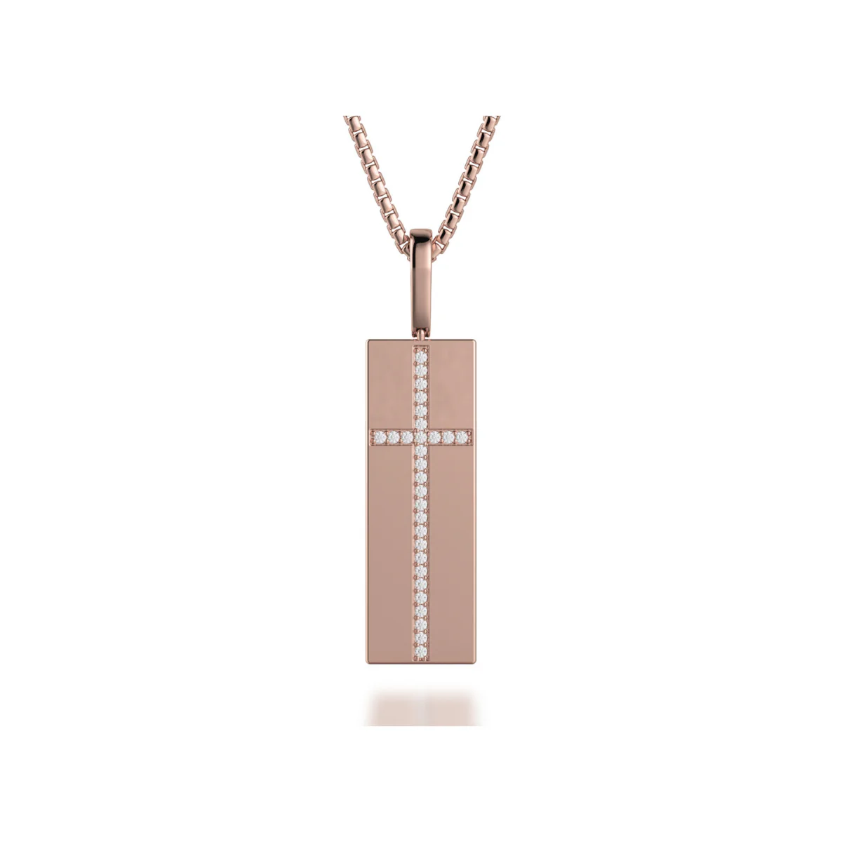 Diamond Cross Tag Necklace - Image 3