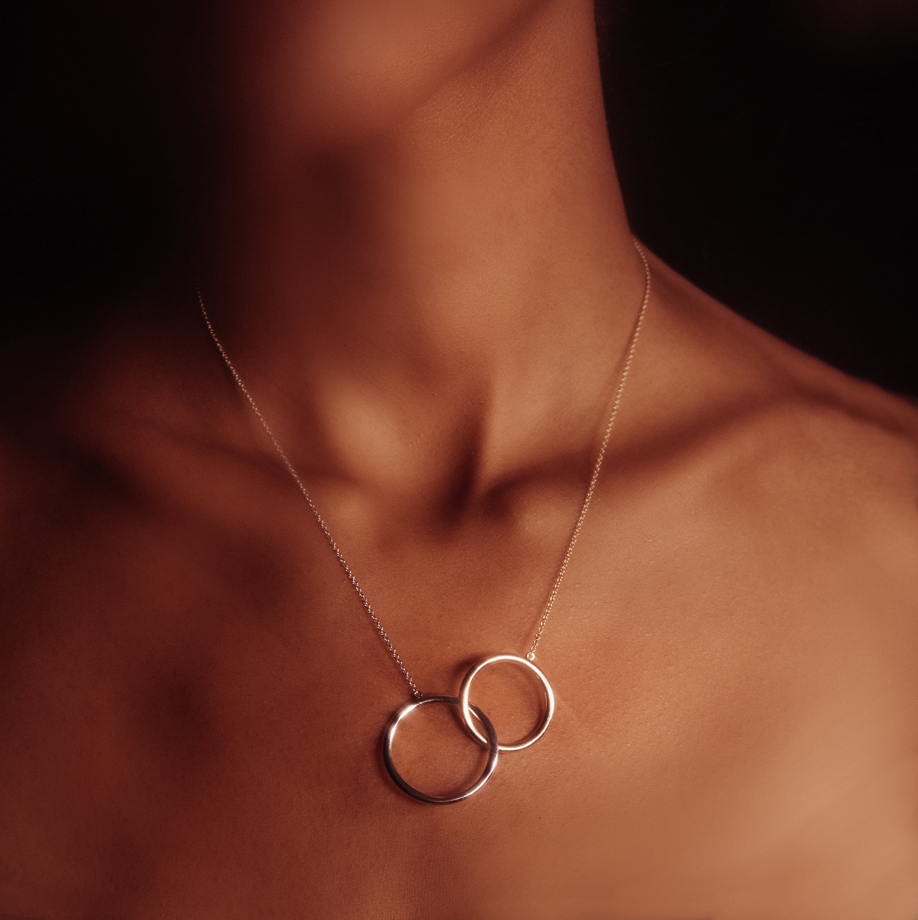 Double Diamond Circle Necklace - Image 3