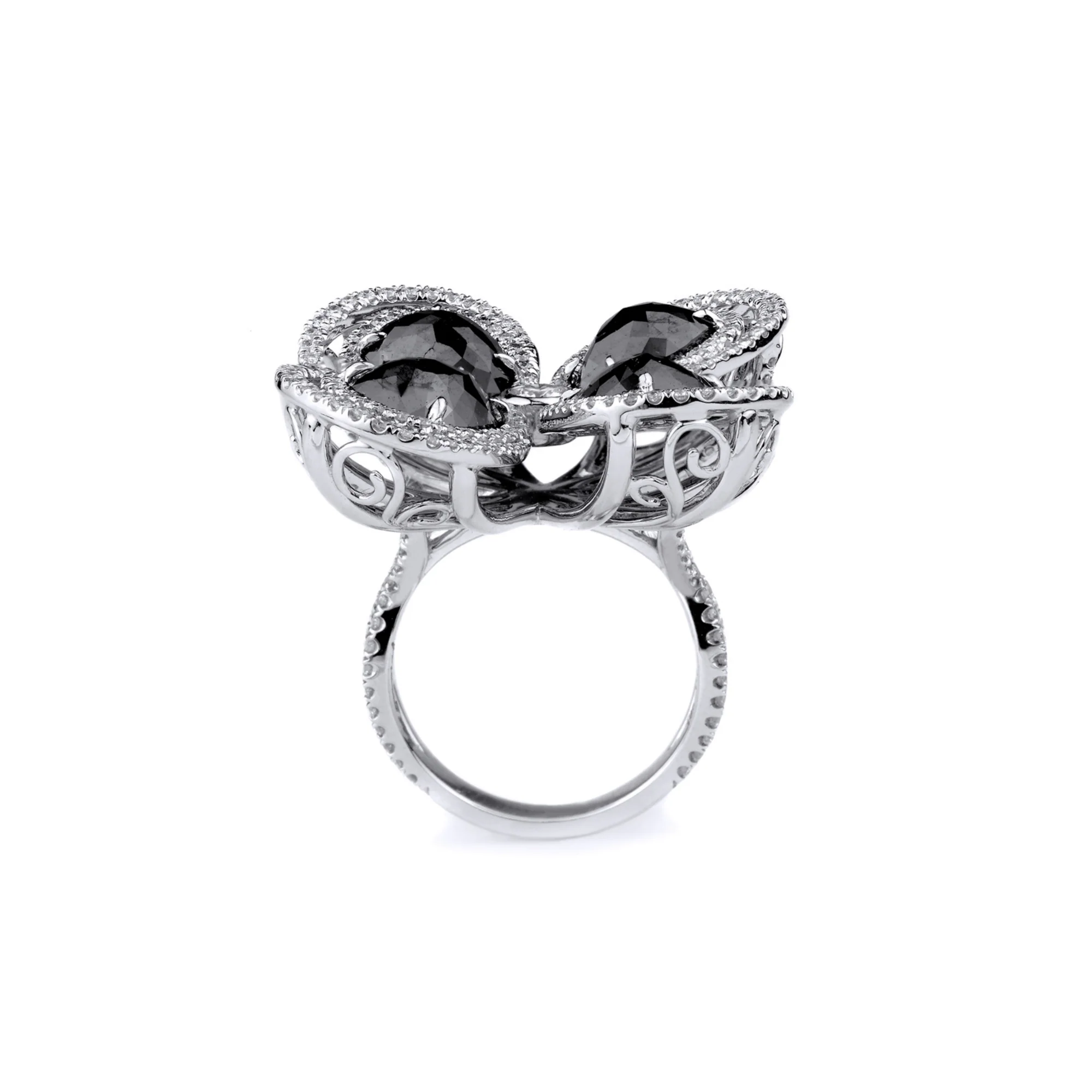 Black Diamond Floral Ring - Image 2