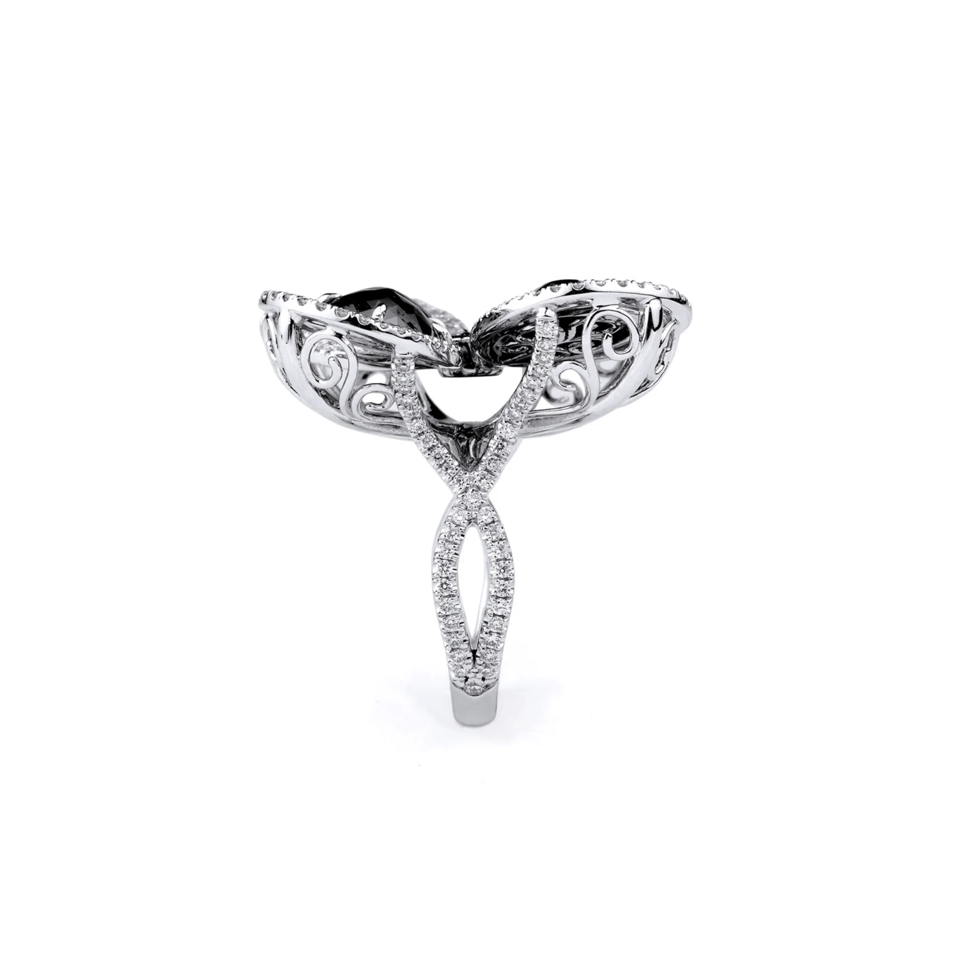 Black Diamond Floral Ring - Image 3