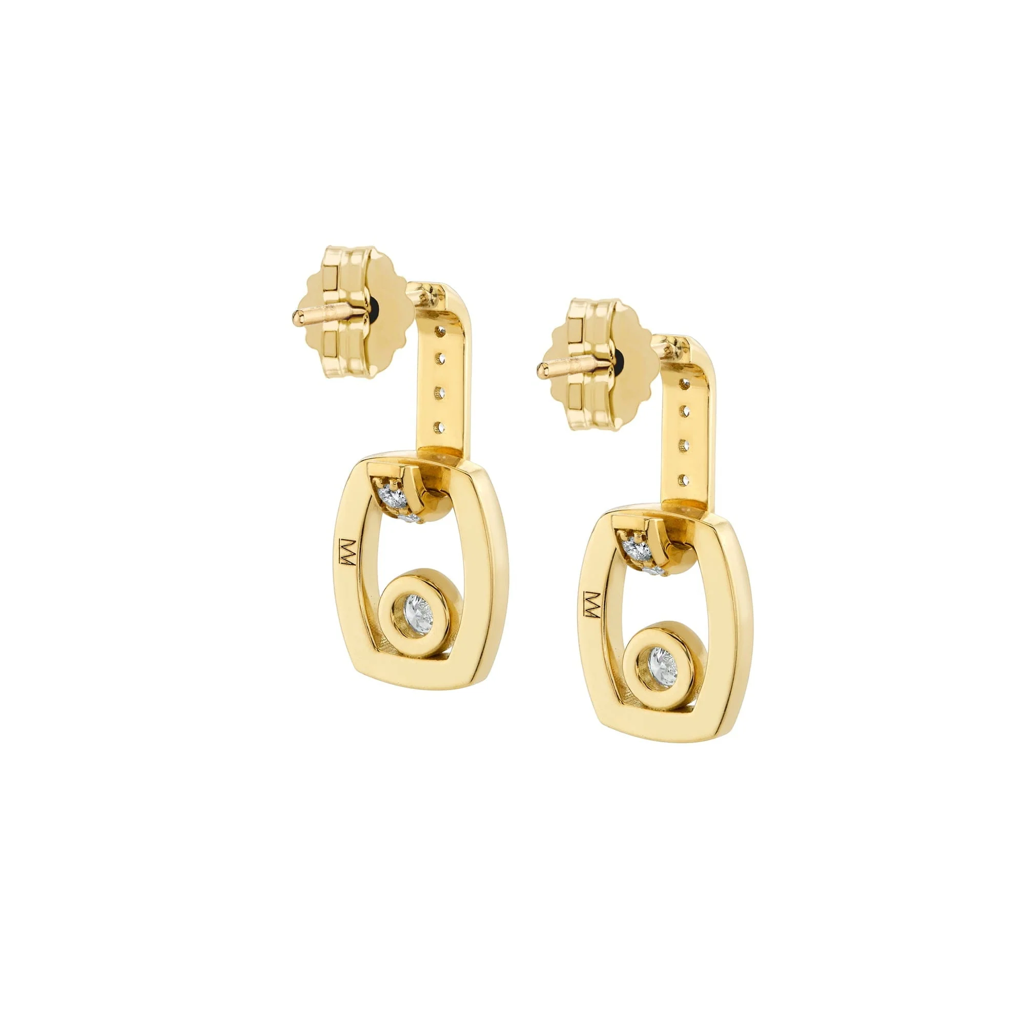 Link Earrings with Bezel Set Diamond - Image 4