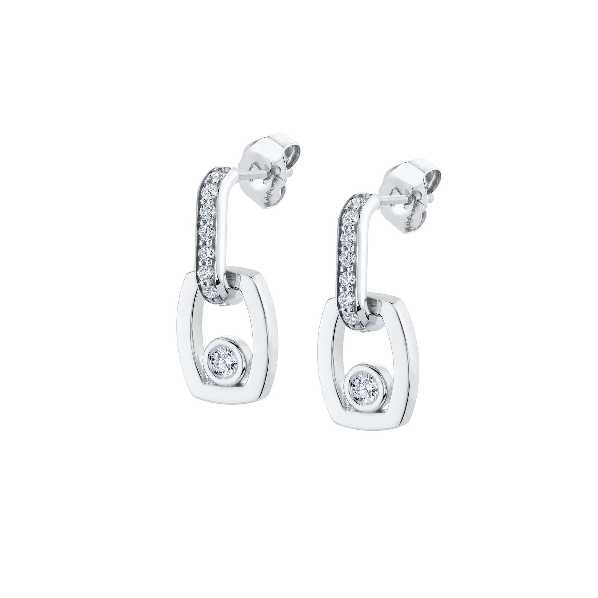 Link Earrings with Bezel Set Diamond - Image 5