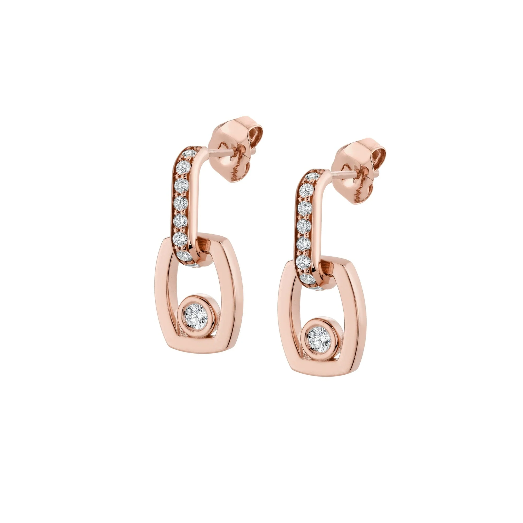 Link Earrings with Bezel Set Diamond - Image 7