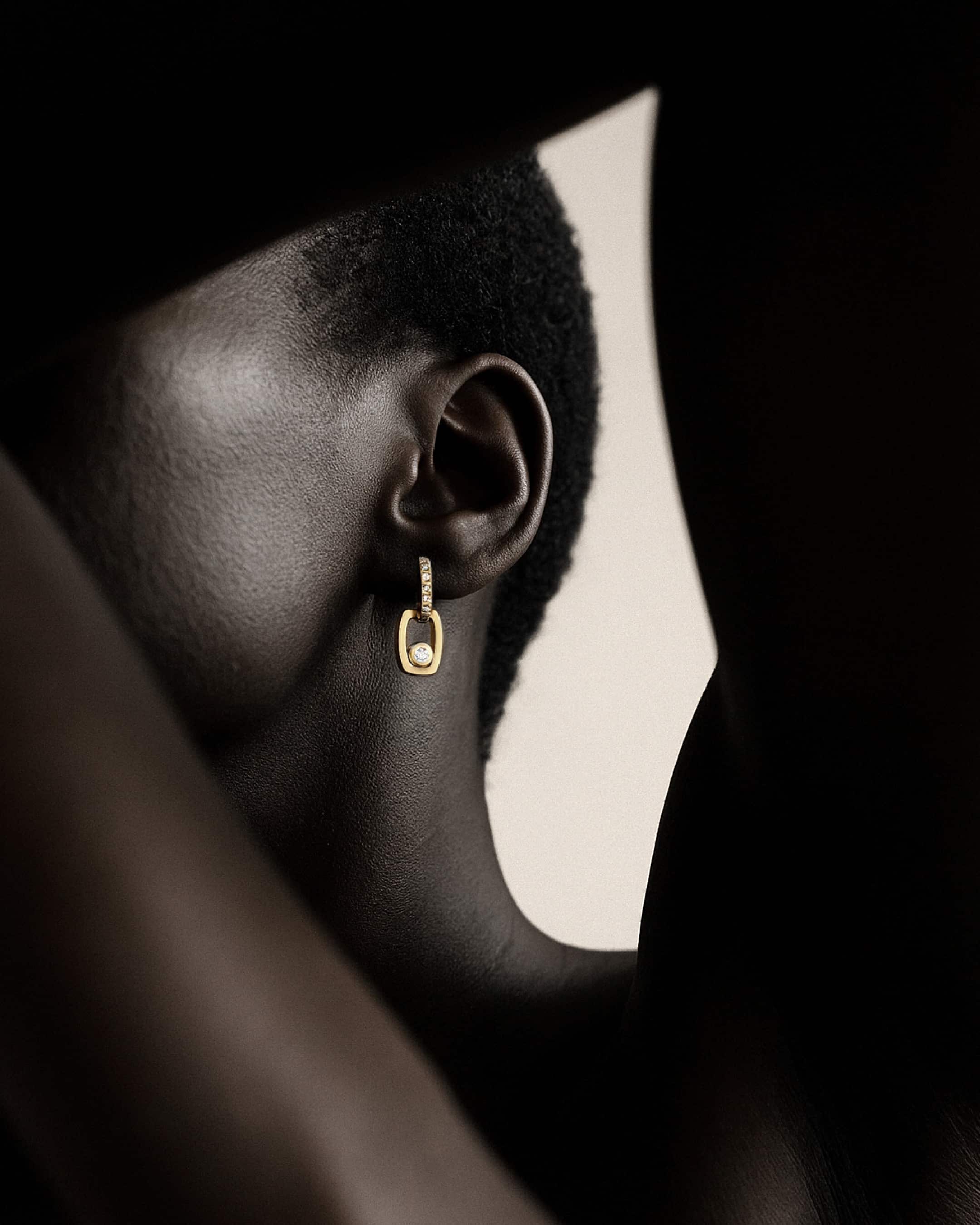 Link Earrings with Bezel Set Diamond - Image 9