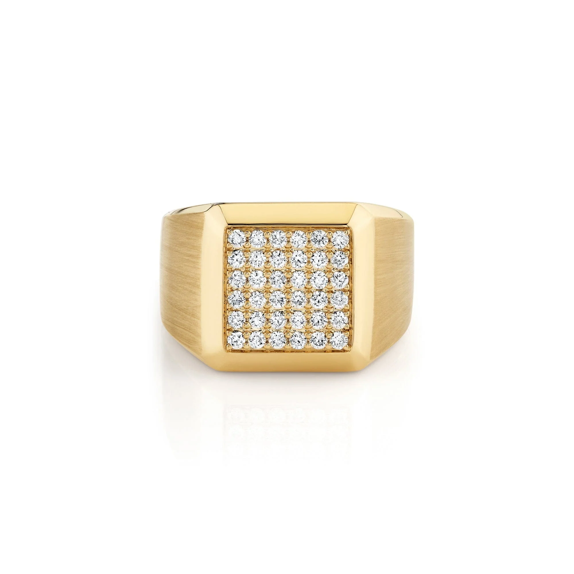 Mens Pinky Signet Ring with Pave - Image 2