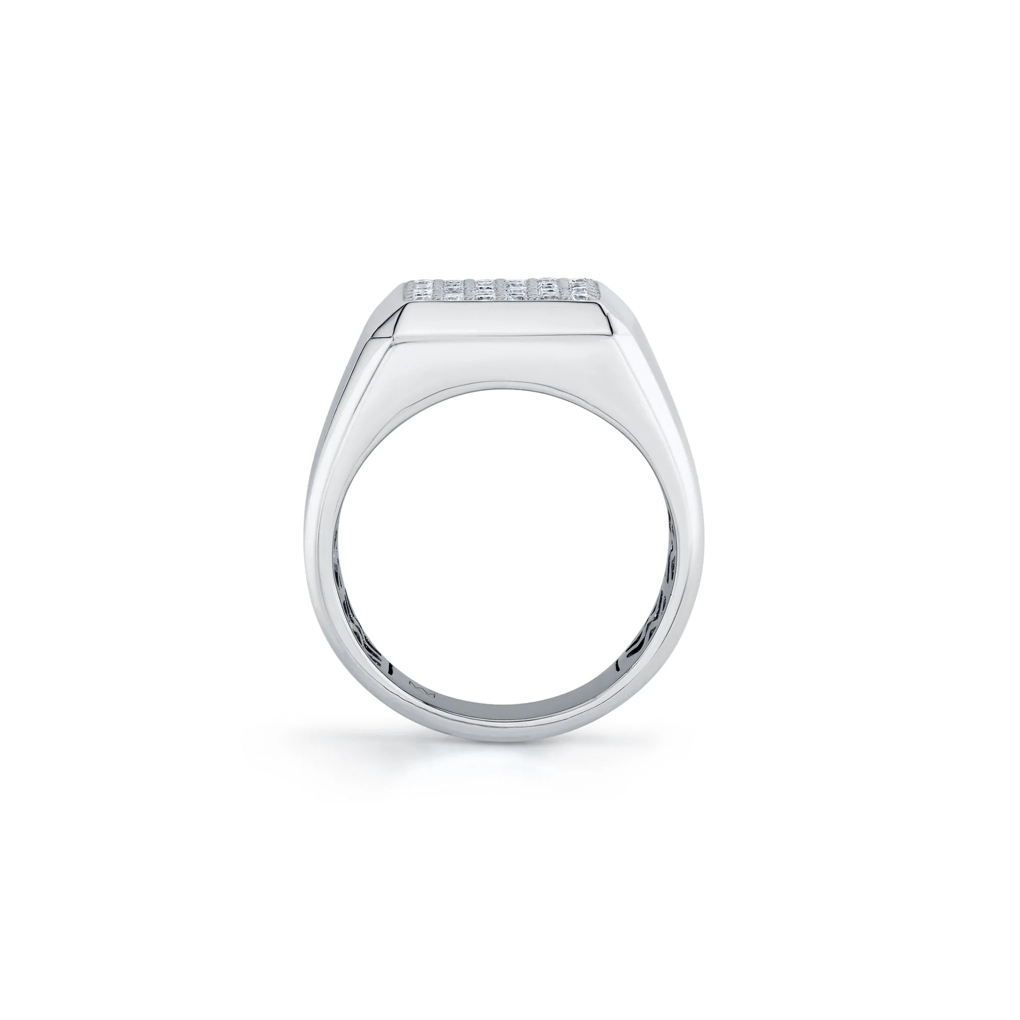 Mens Pinky Signet Ring with Pave - Image 8