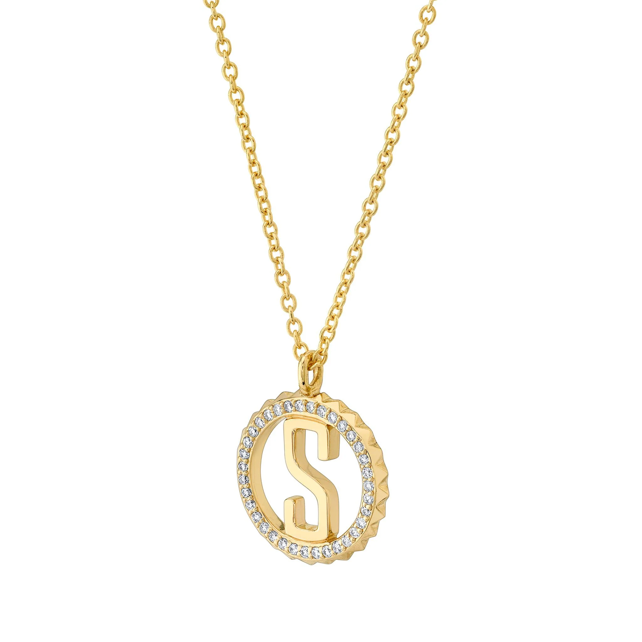 Mini Tetra Pavé Initial Medallion - Image 5
