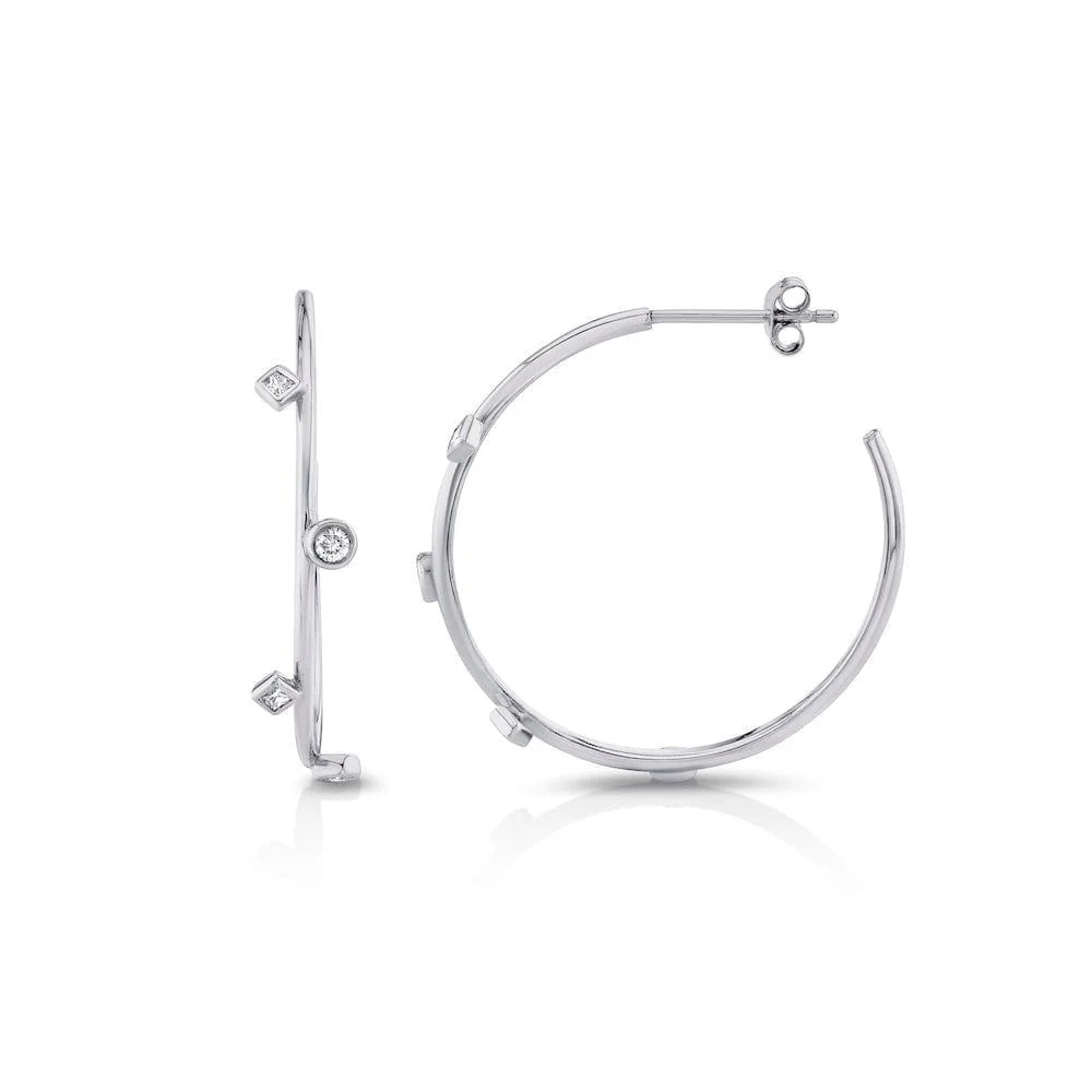 Mixed Shape Bezel Hoops - Image 3