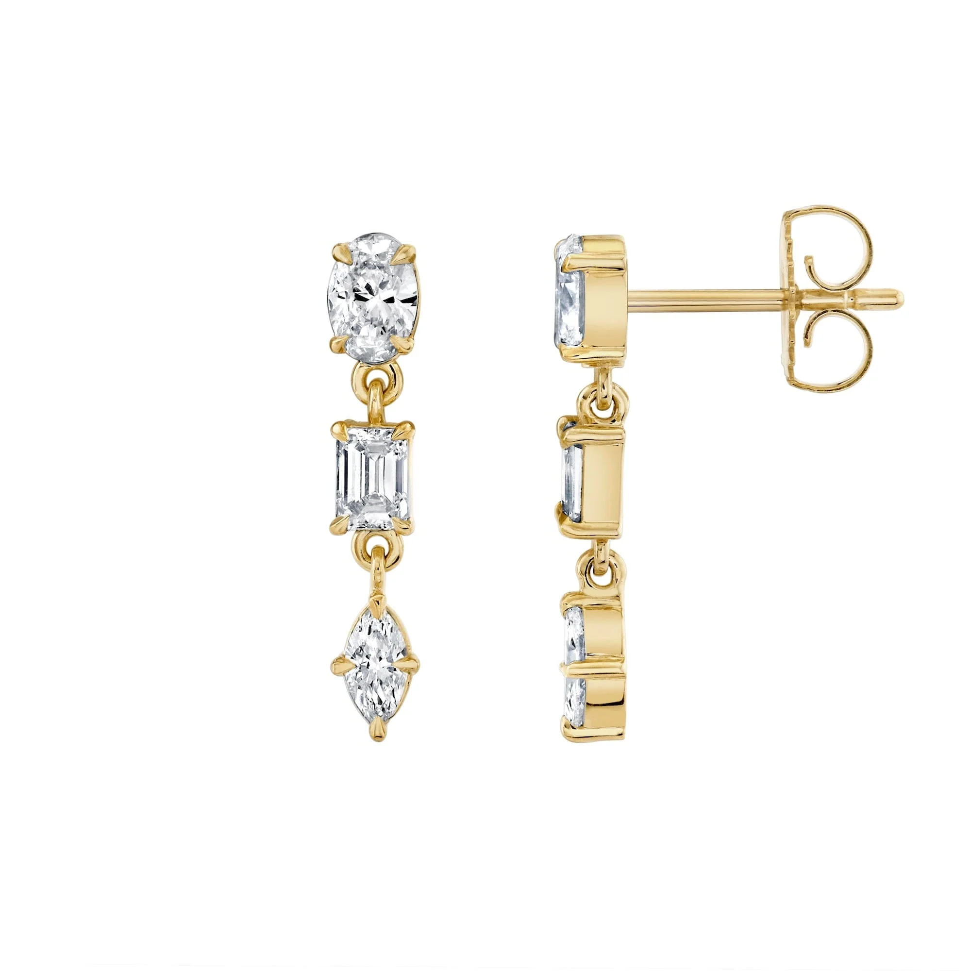 Montage 3 Stone Drop Earrings - Image 2