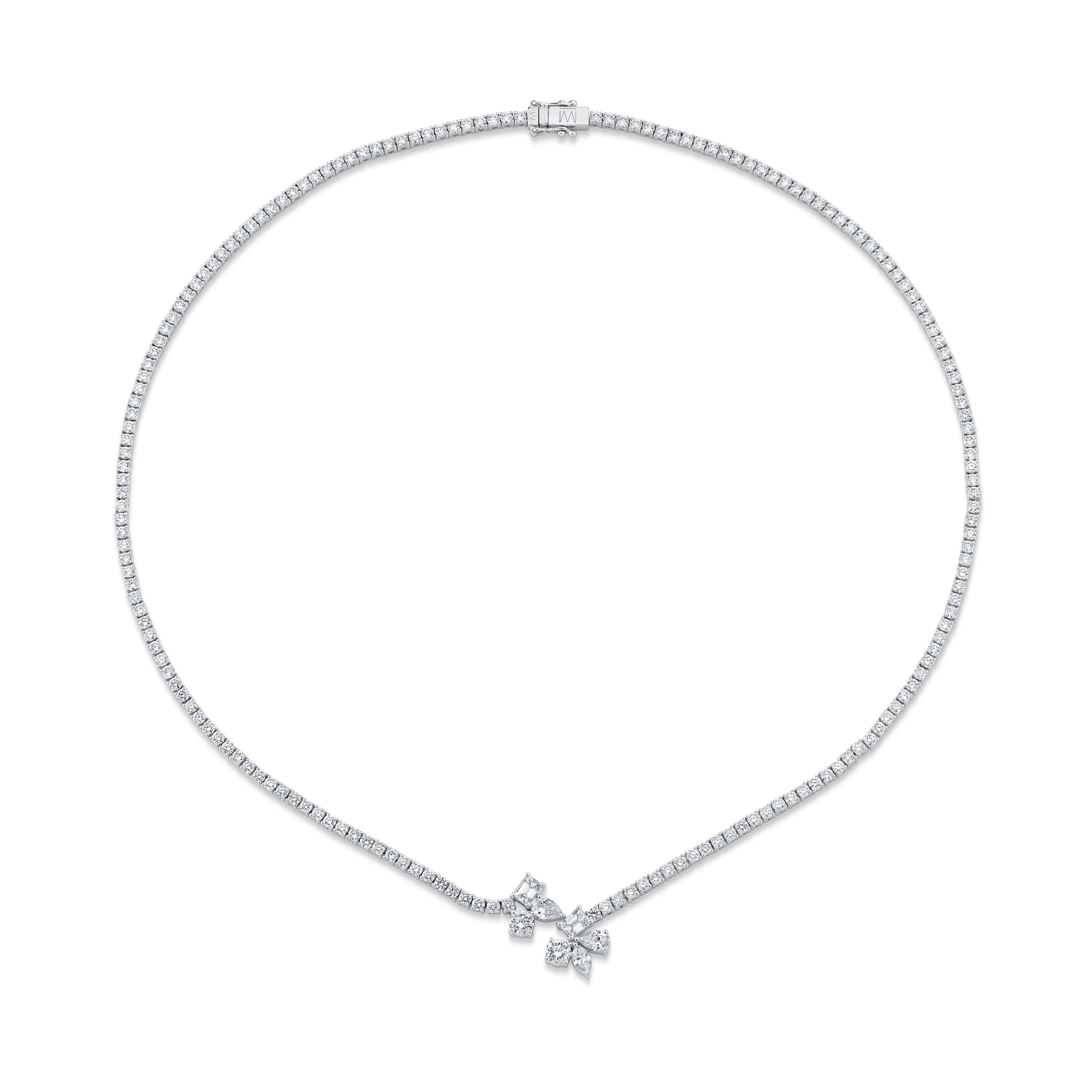 Montage Cluster Drop Tennis Necklace - Image 5