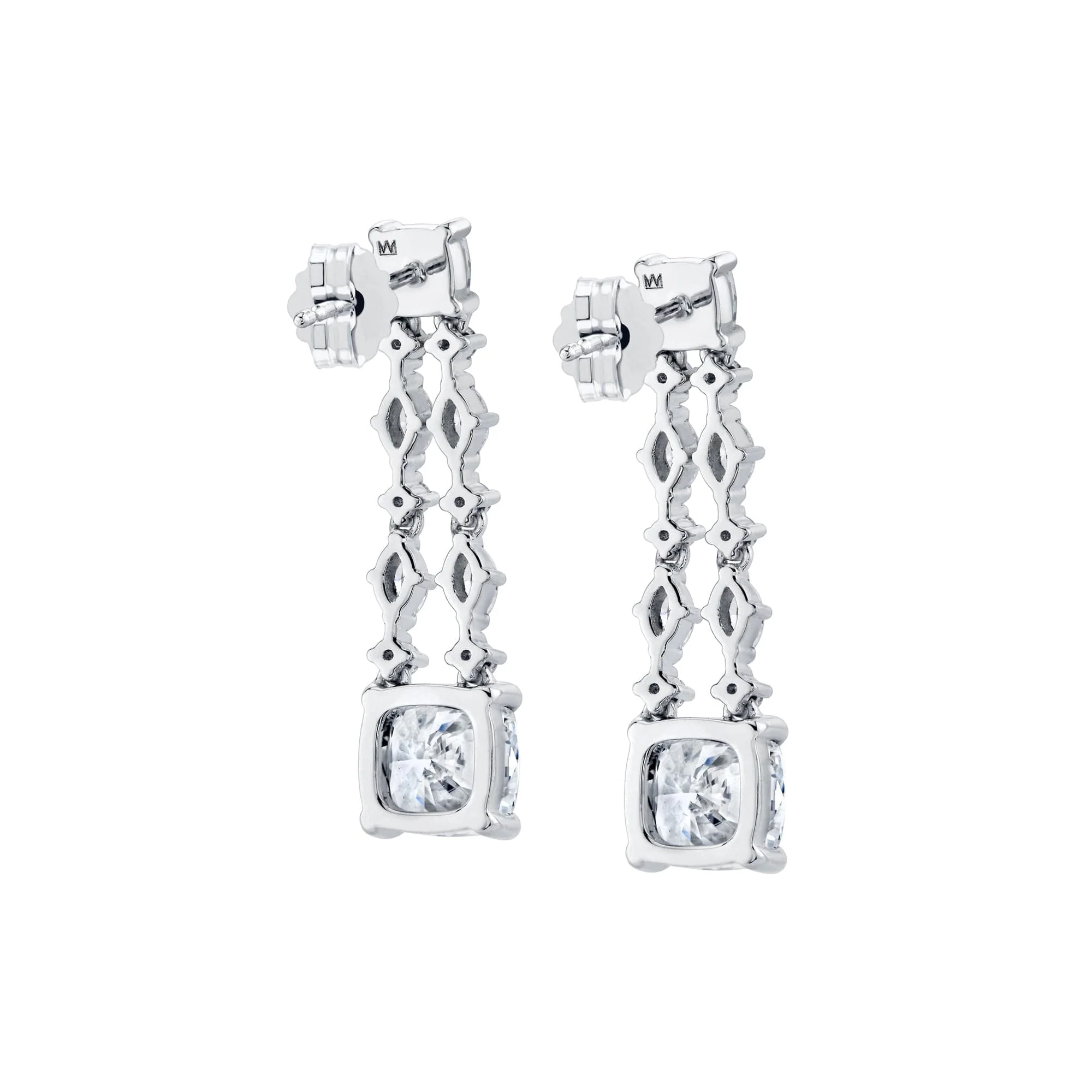 Montage Cushion Cut Drop Earrings - Image 3