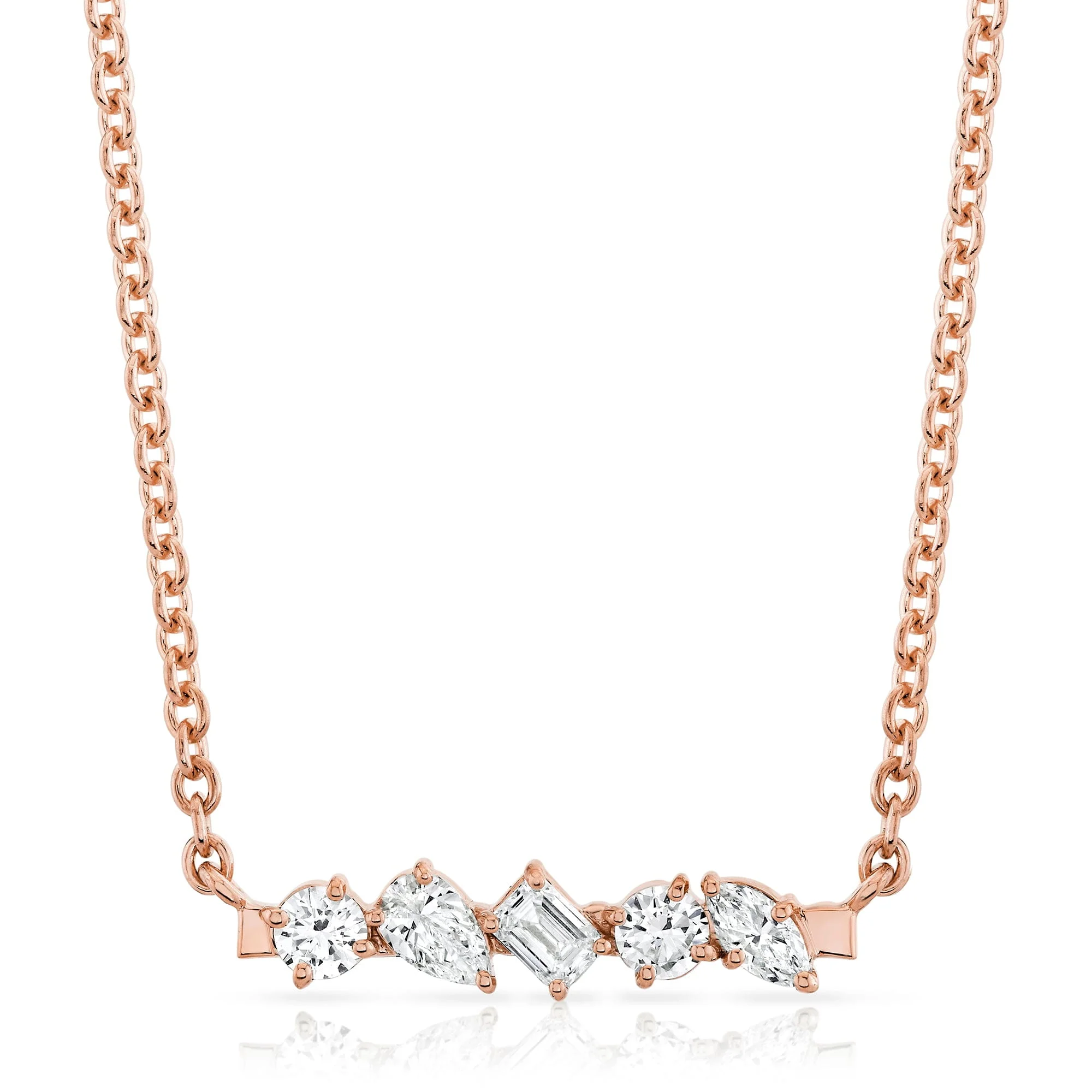 Montage Mixed Cut Diamond Bar Necklace - Image 10