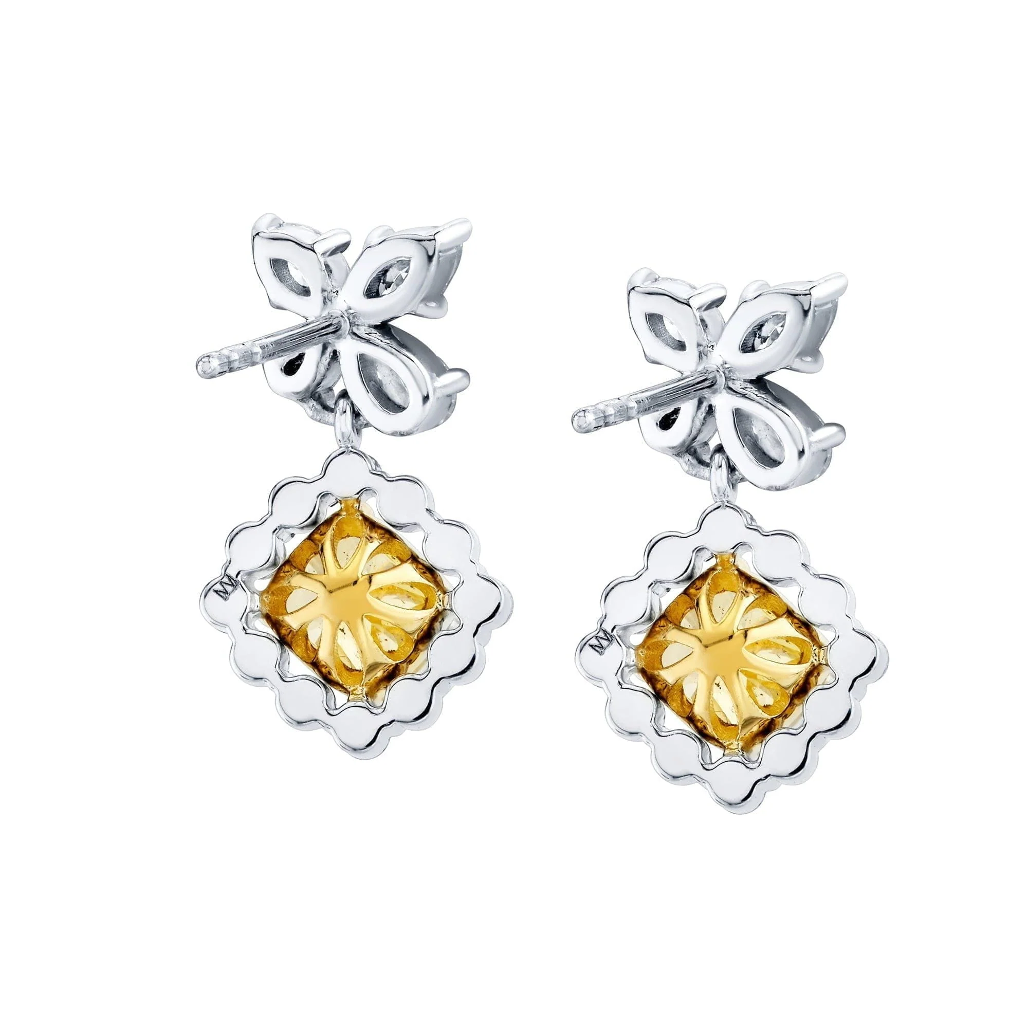 Montage Yellow Diamond Drop Butterfly Earrings - Image 3