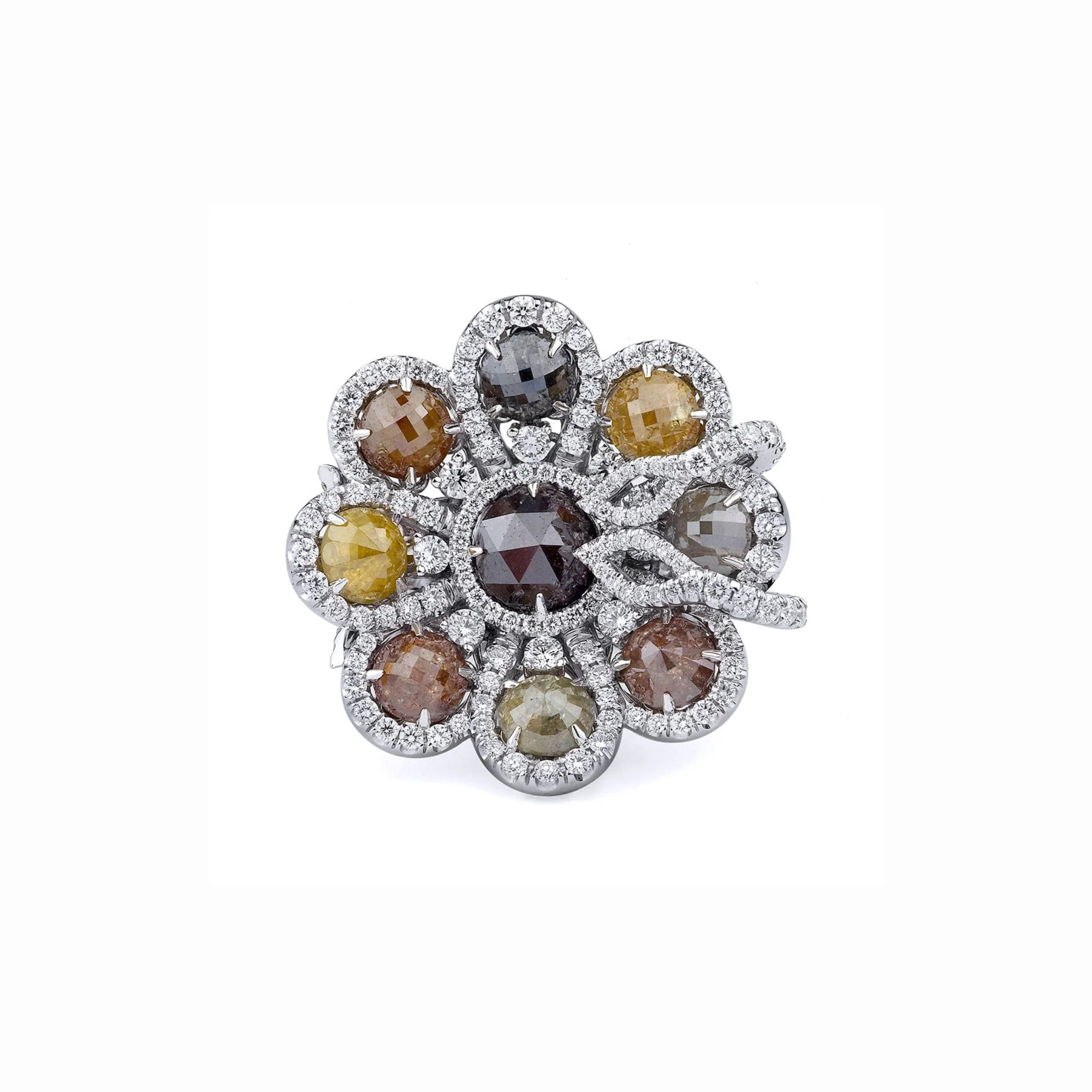 Multi-Colored 8 Petal Flower Ring - Image 3