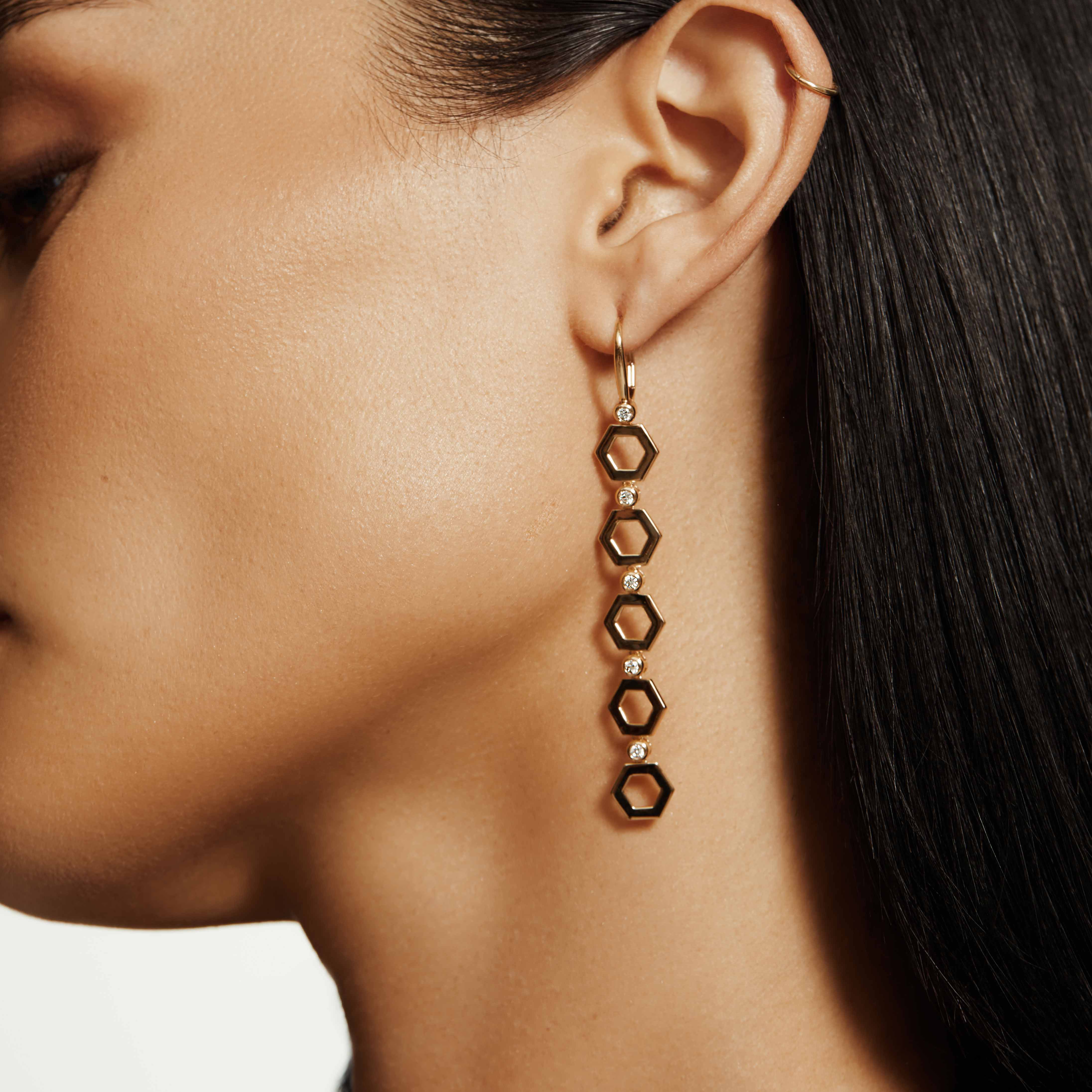 Plain Hex Long Infinity Earrings - Image 4