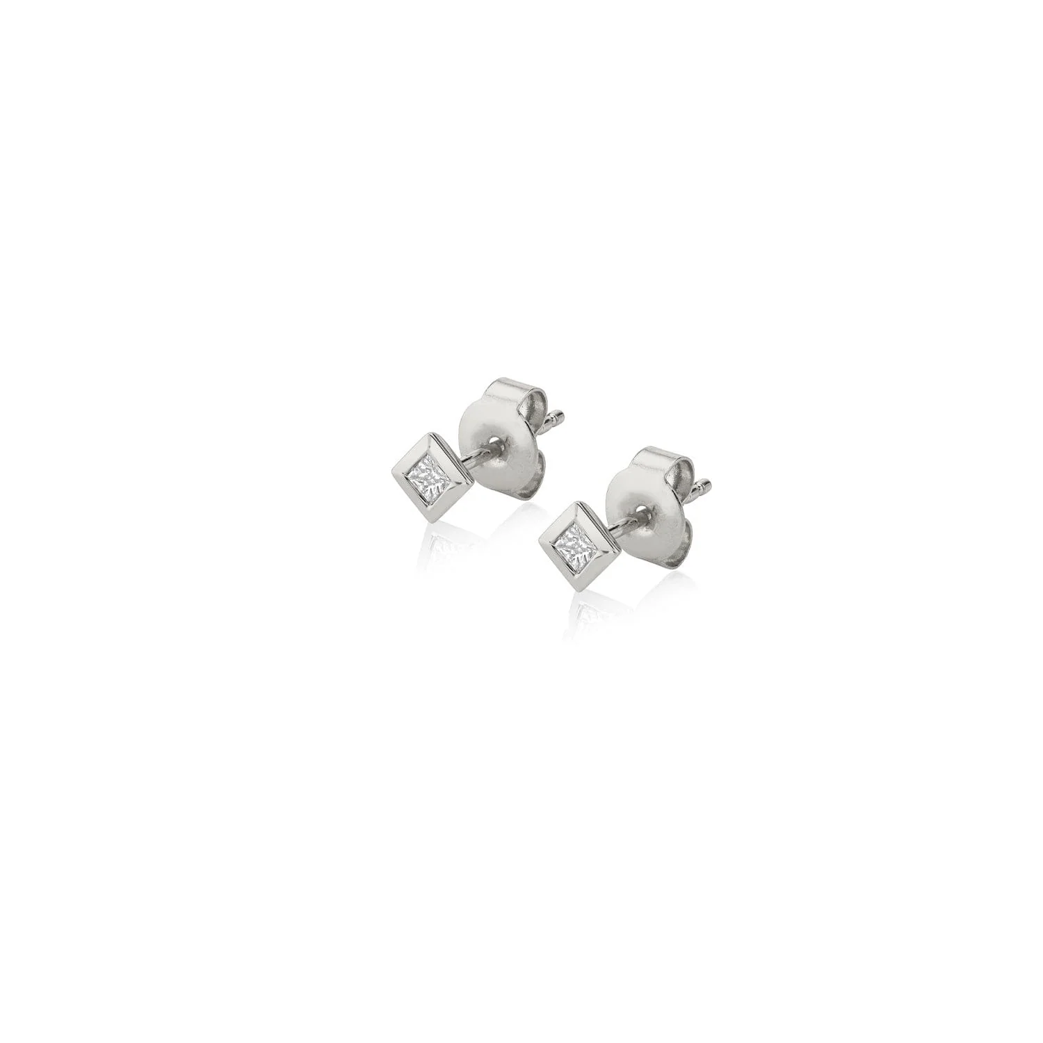 Princess Bezel Stud Earrings - Image 3