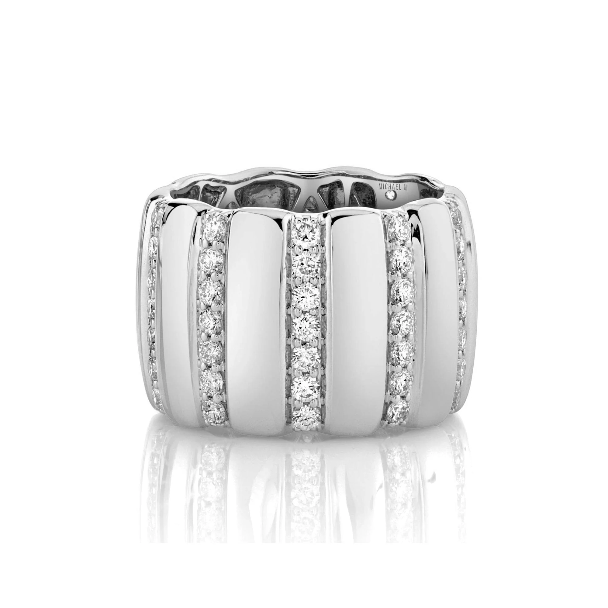 Silver Orb Ribbed Ring - Image 2