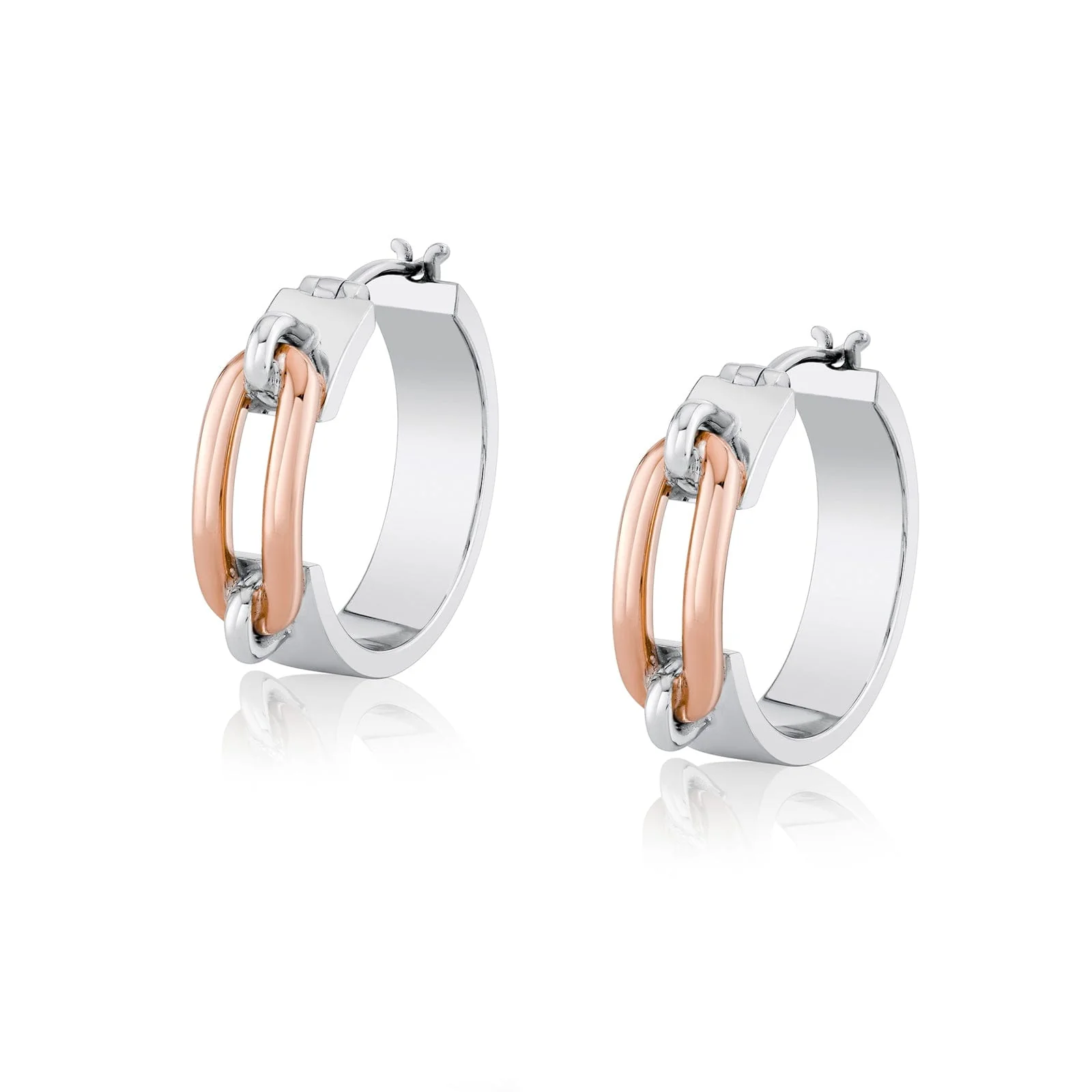Wide Luxe Link Hoop Earrings in Gold & Silver - Image 6